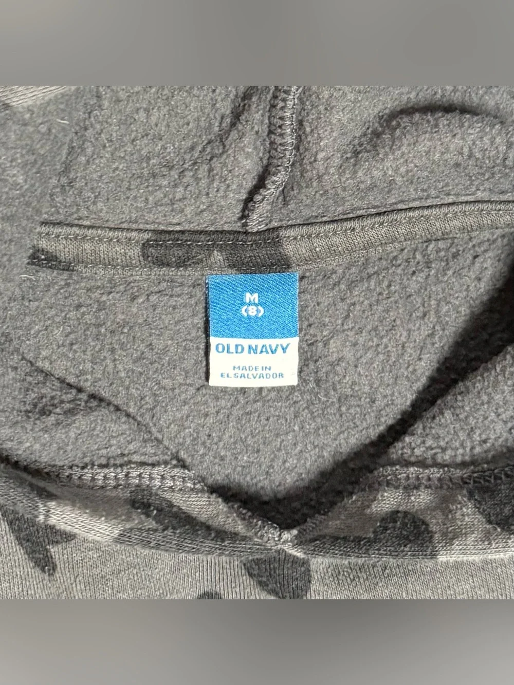 Old Navy Girls Size 8 Cropped Hoodie Gray Black Heart Print